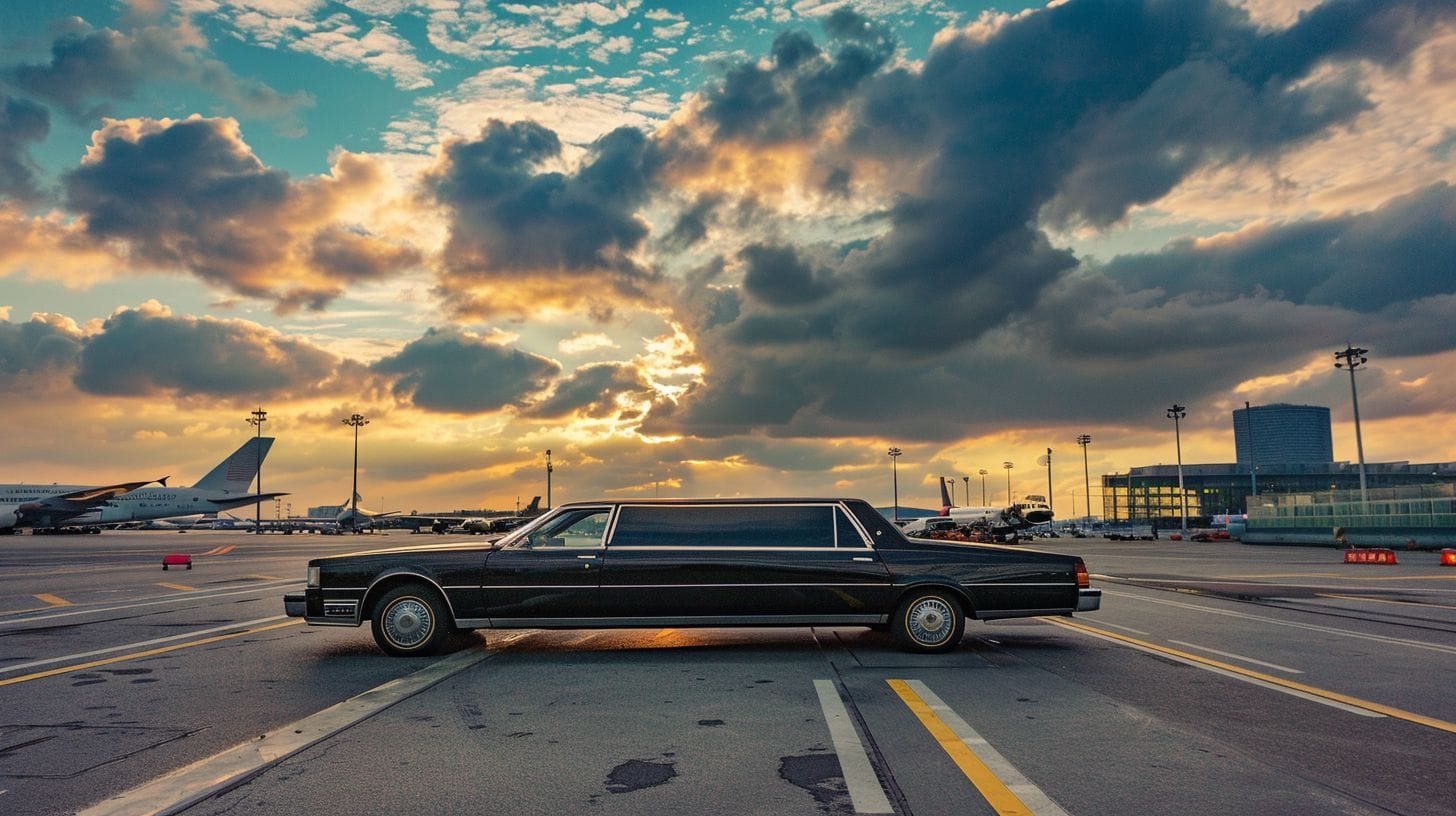 A Black Limousine Waits Outside Charles De Gaulle Airport. A black limousine waits outside Charles de Gaulle Airport.