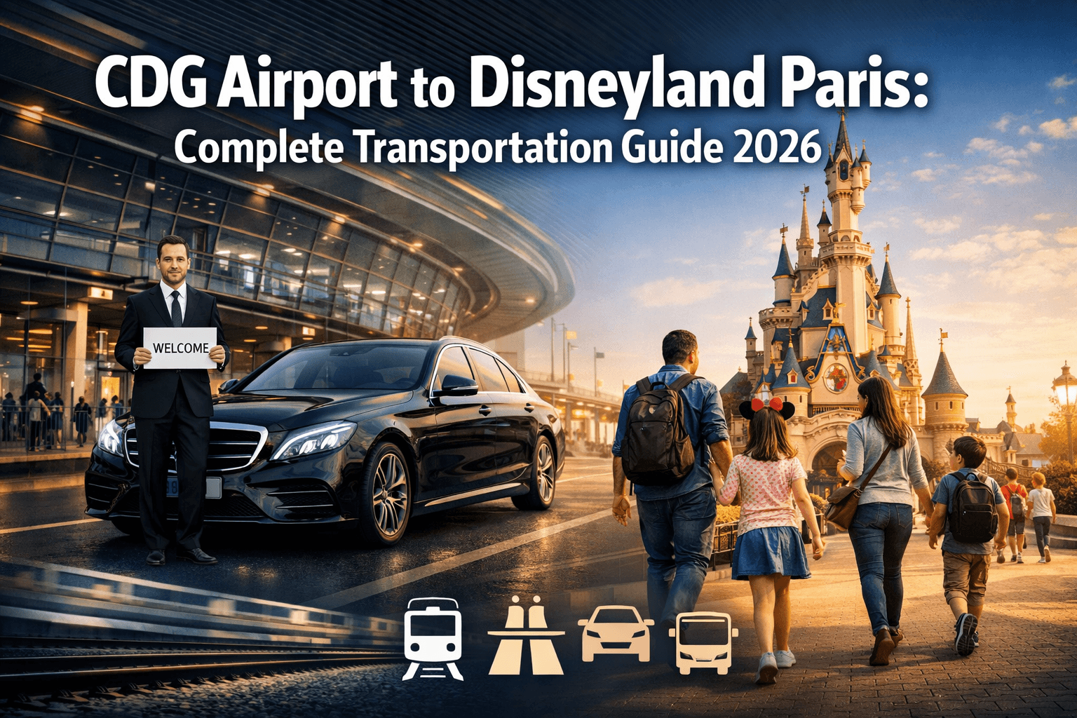 Cdg Airport To Disneyland Paris: The Complete Transportation Guide For Families In 2026 7 Professional landscape hero image (1536x1024) featuring bold text overlay 'CDG Airport to Disneyland Paris: Complete Transportation Guide 20