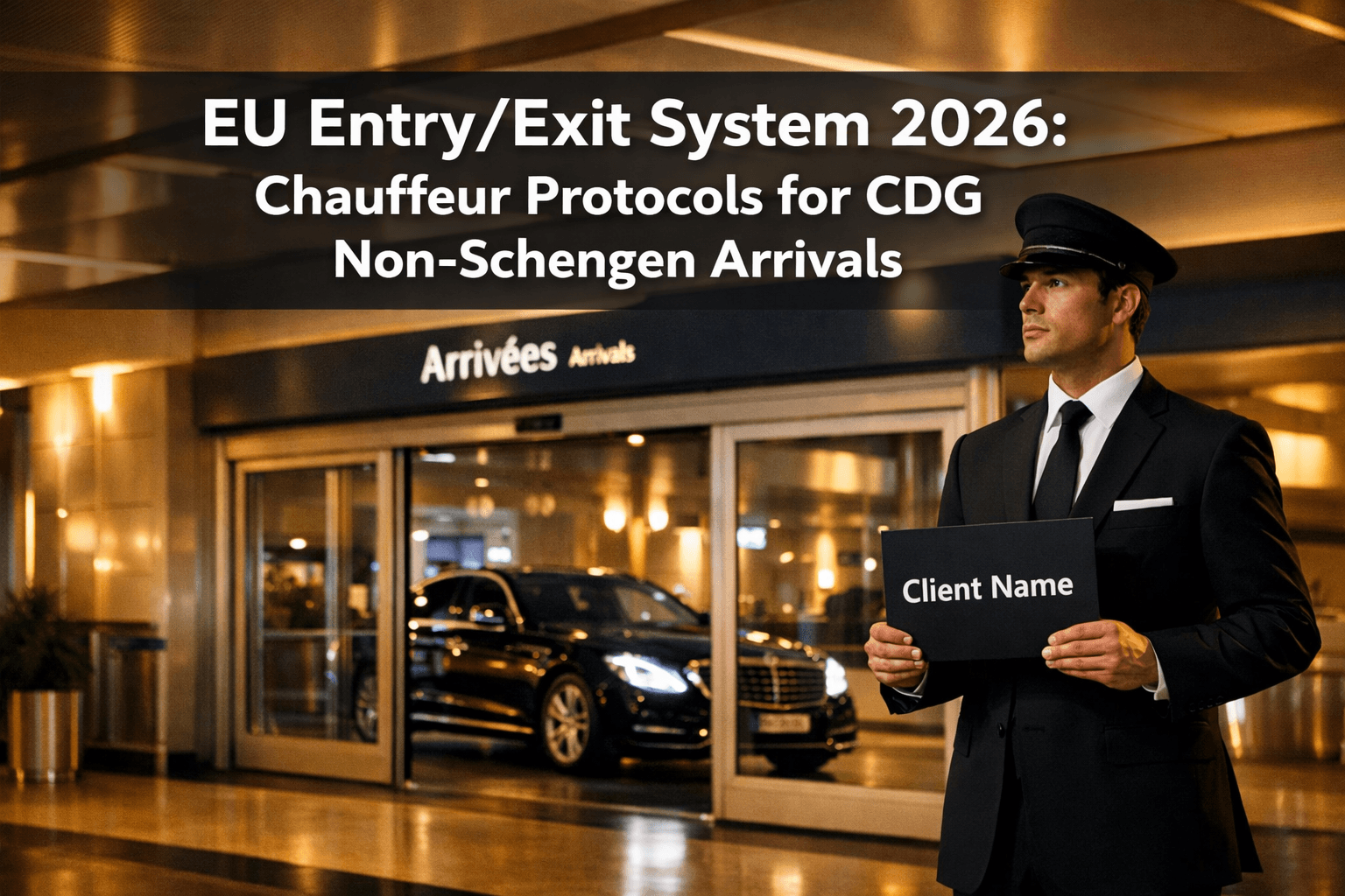 New Eu Entry/Exit System 2026: Protocols For Cdg Non-Schengen Arrivals And Fast-Track Meet &Amp; Greet 1 Professional () hero image with : 'EU Entry/Exit System 2026: Chauffeur Protocols for CDG Non-Schengen Arrivals' in extra